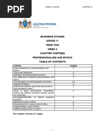 Week 8 Chapter 13 Professionalim and Ethics Notes-Term 2