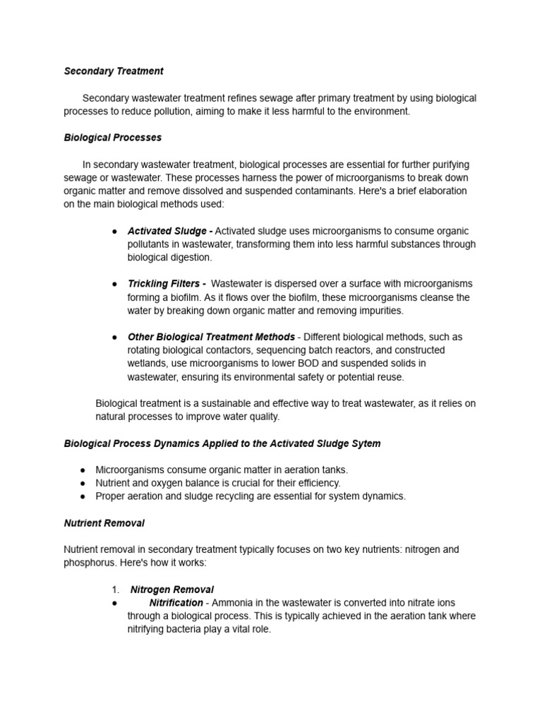Secondary and Tertiary Wastewater Treatment | PDF | Sewage Treatment ...