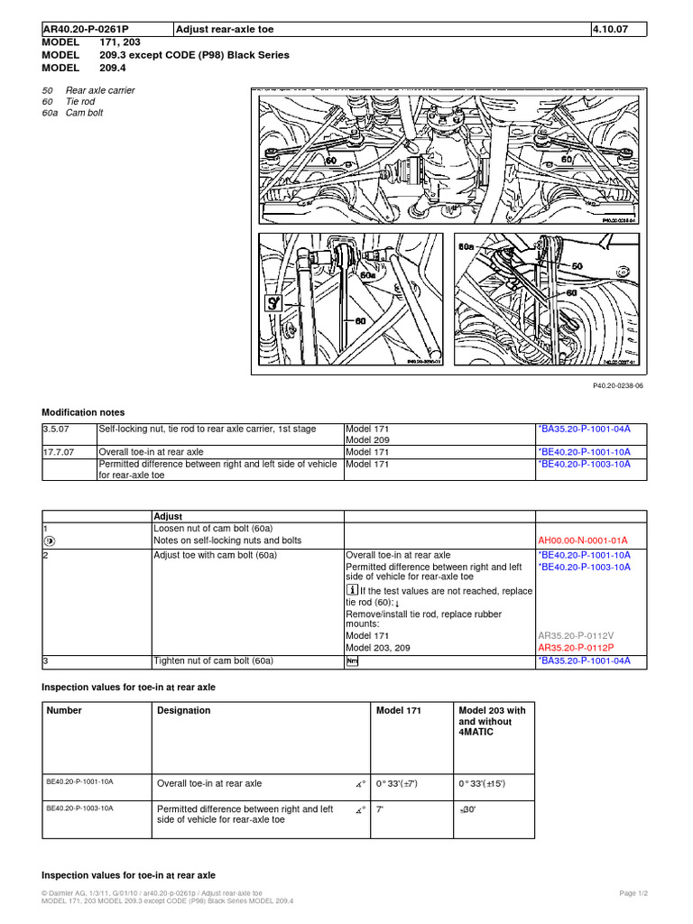 Adjusting Rear Axle Toe Specifications | PDF | Axle | Transportation ...