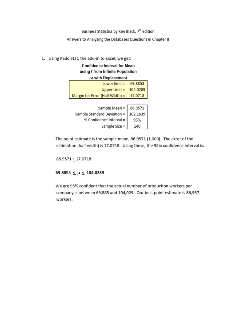 Confidence Intervals in Business Statistics | PDF | Sample Size ...