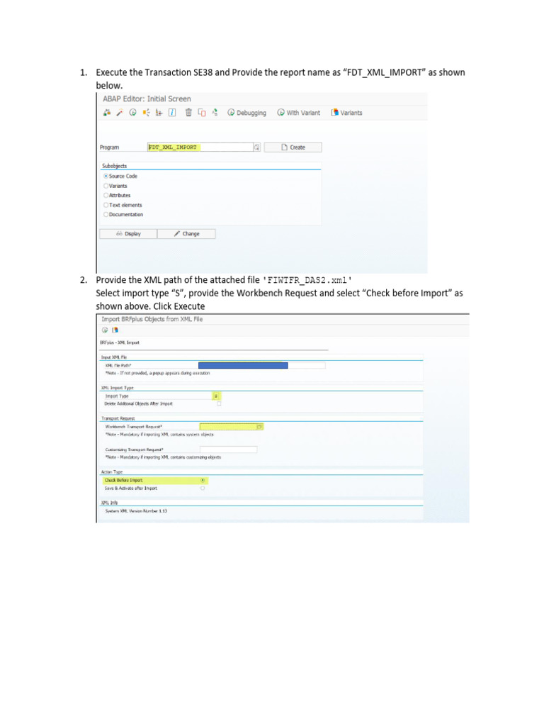 XML Import Process in SE38 | PDF