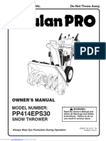 PP414EPS30: Owner'S Manual Model Number: Snow Thrower