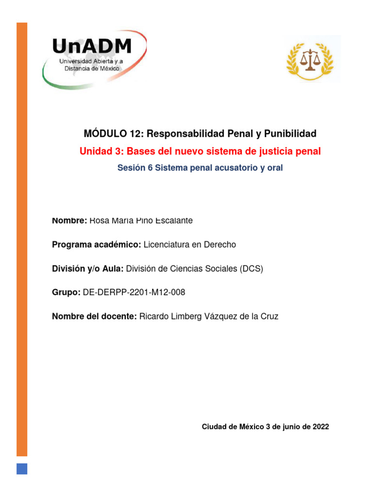 MÓDULO 12: Responsabilidad Penal y Punibilidad: Unidad 3: Bases Del ...