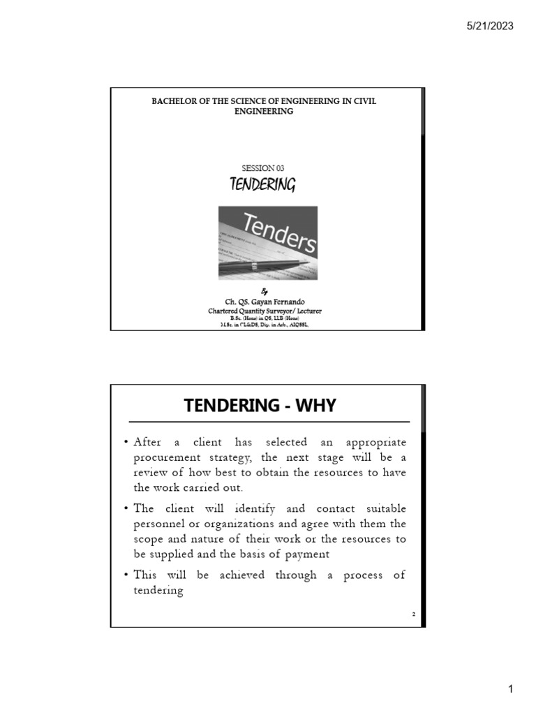 Tendering | PDF | Economies | Business
