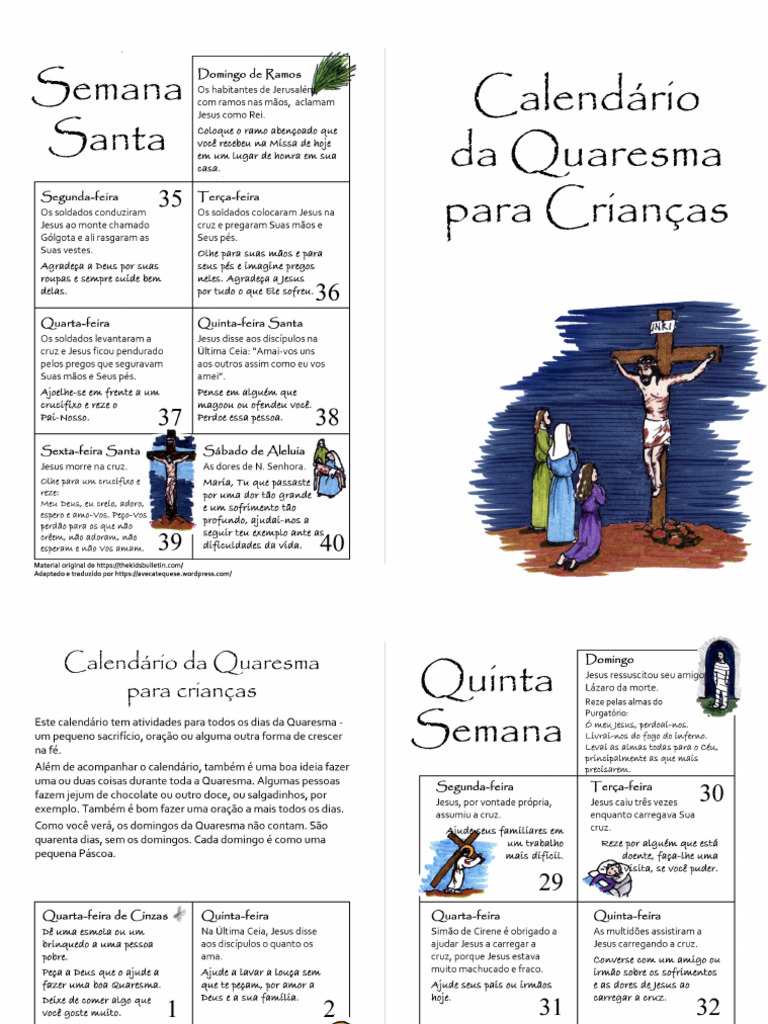 Calendario Da Quaresma para Criancas | PDF