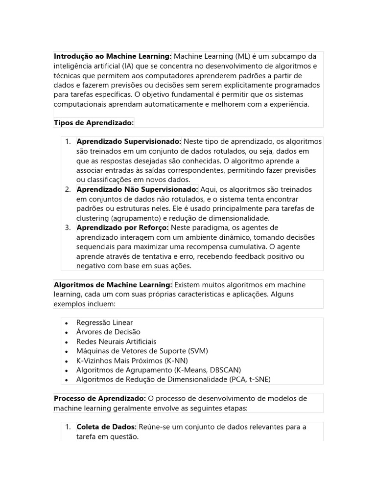 Introdução ao Machine Learning | PDF | Aprendizado de máquina | Cognição