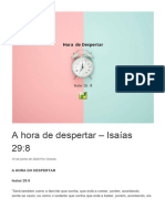 A Hora de Despertar - Isaías 29 - 8