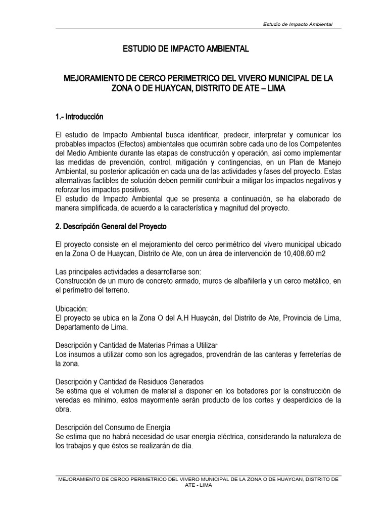 Impacto Ambiental | PDF | Evaluación de impacto ambiental | Entorno natural