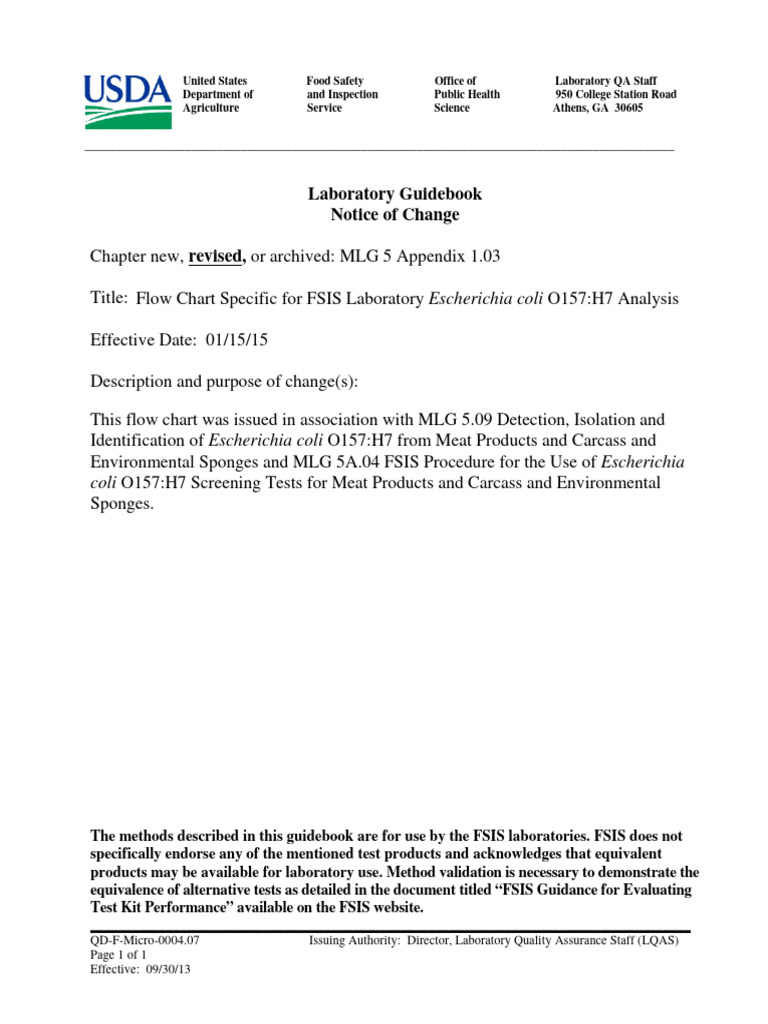 USDA-FSIS MLG 5 Appendix 1.03 (15-01-15) | PDF | Biotechnology ...