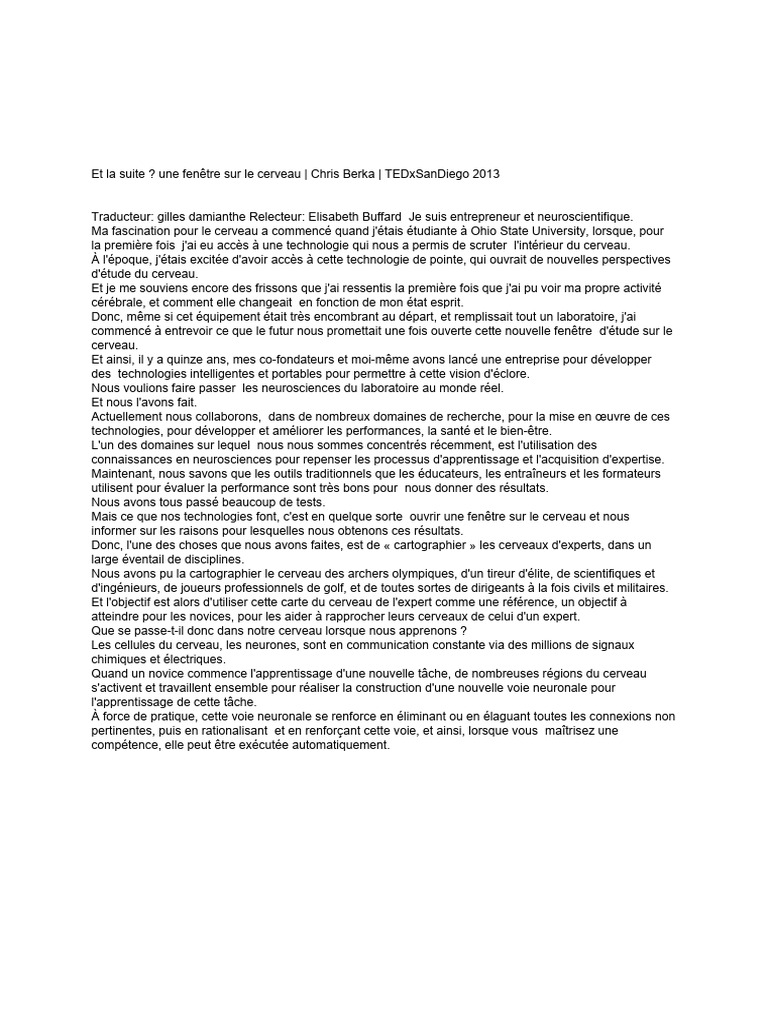 Innovations en neurosciences et apprentissage | PDF | Cerveau ...