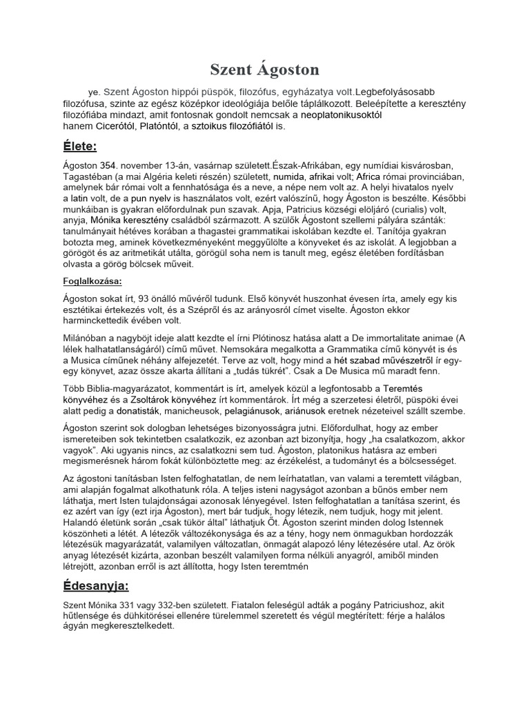 Szent Ágoston | PDF