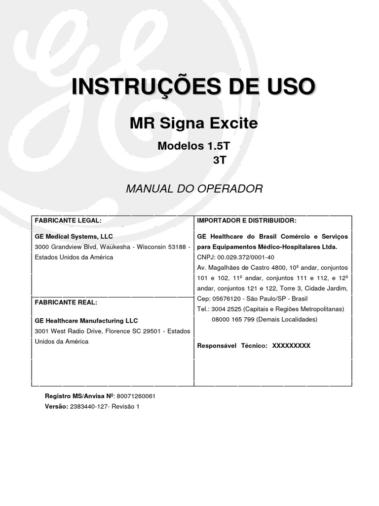 Ressonancia GE Signa Excite - Compressed | PDF