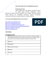 Vocabulary Test Practice On Pharmacology.