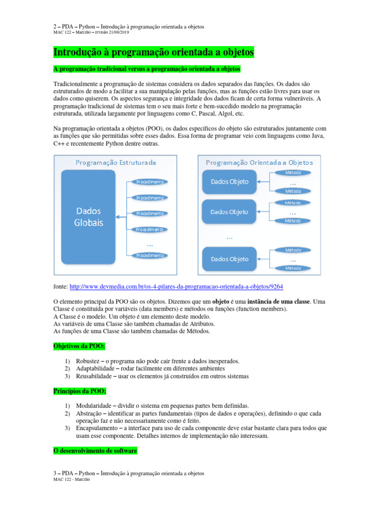 Introdução à Programação Orientada a Objetos | PDF | Classe ...
