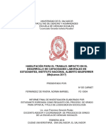 Habilitación para El Trabajo: Impacto en El Desarrollo de Capacidades Laborales en Estudiantes, Instituto Nacional Alberto Masferrer (Mejicanos 2017)