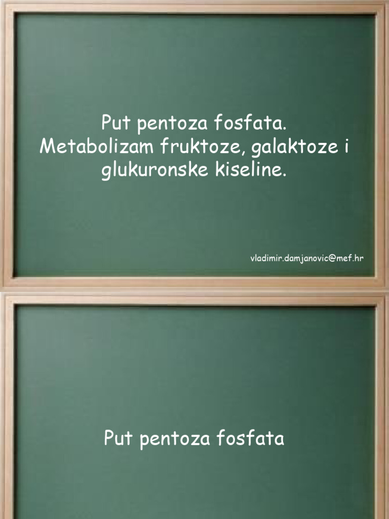 Put Pentoza Fosfata. Metabolizam Fruktoze, Galaktoze I Glukuronske ...