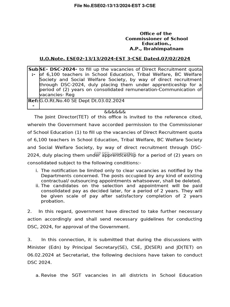 General Dsc 2024 Notification Pdf