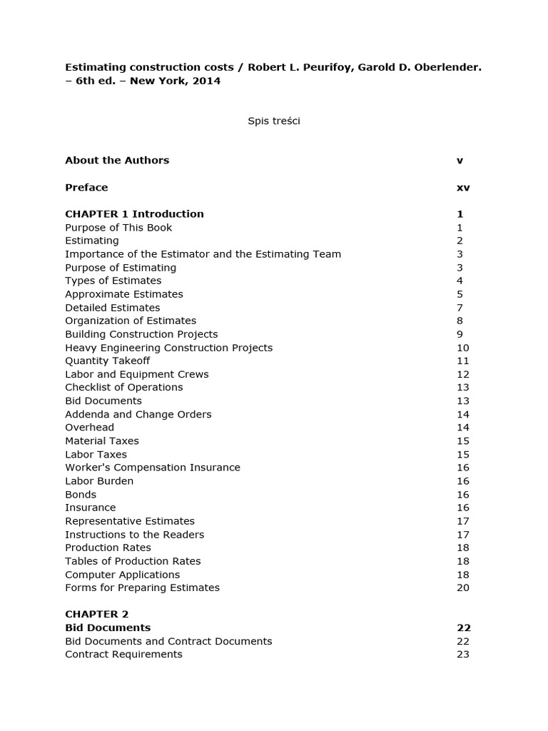ESTIMATING CONSTRUCTION COSTS BY ROBERT PEURIFOY visual data 8