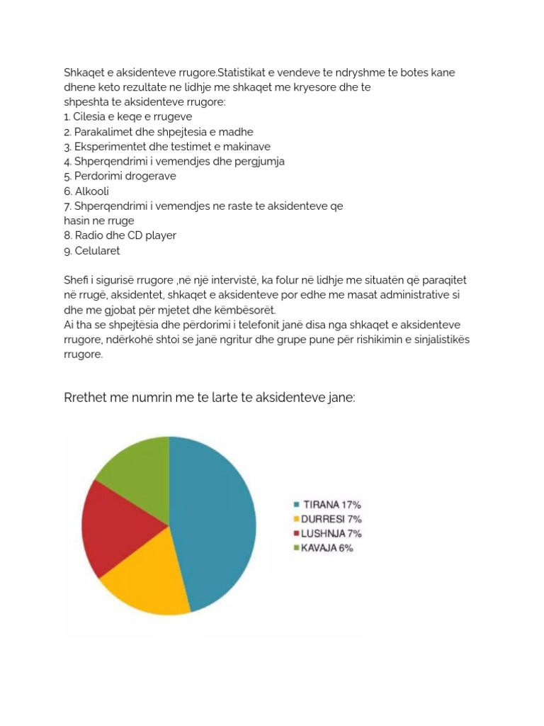 Shkaqet e Aksidenteve Rrugore | PDF
