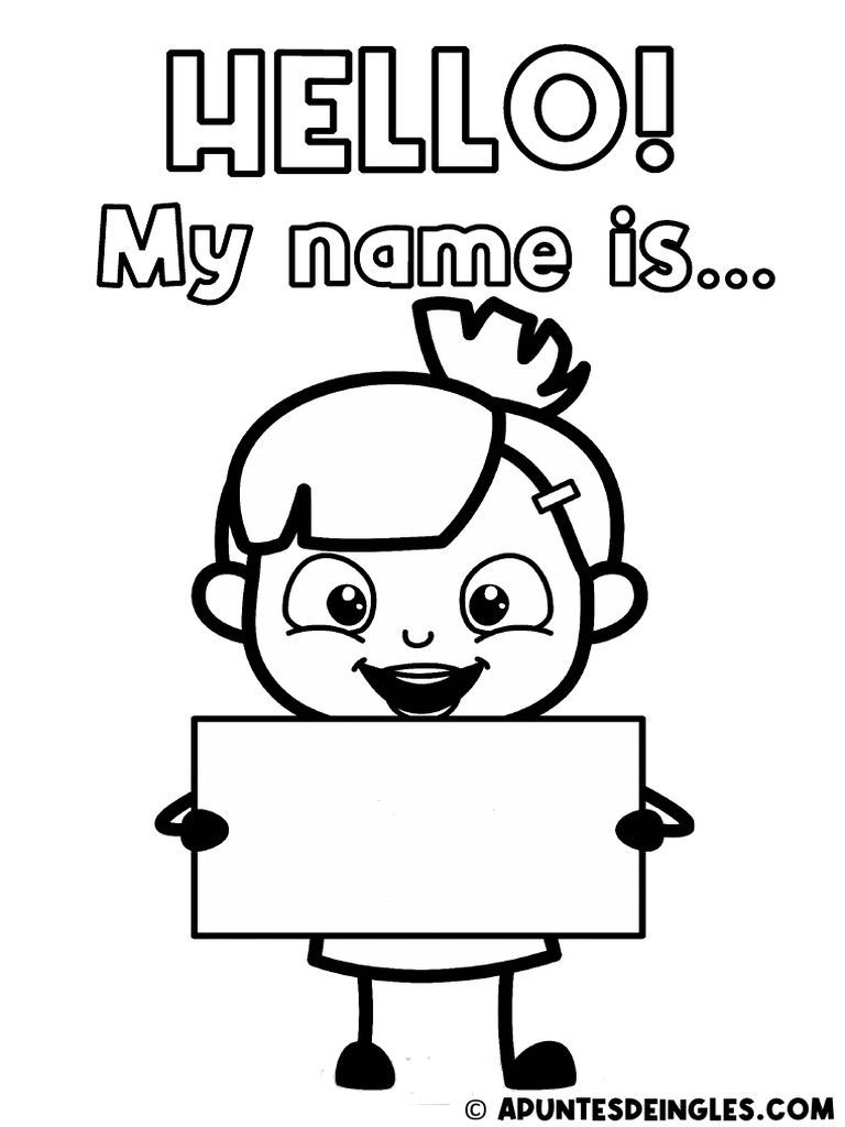 Hello 4 Dibujo Para Colorear En Inglés Pdf