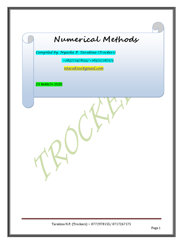 Numerical Methods for Root Finding | PDF | Equations | Zero Of A Function
