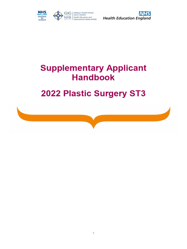 Plastic Surgery 2022 Applicant Supplementary Handbook Download Free