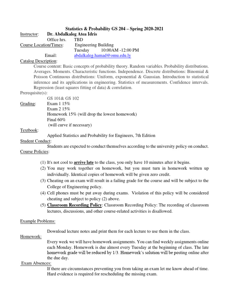 Topics - Syllabus - Statistics and Probability | PDF | Statistics ...