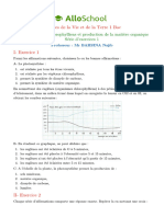 Echanges Gazeux Chlorophylliens Et Production de La Matiere Organique Serie D Exercices 1 2