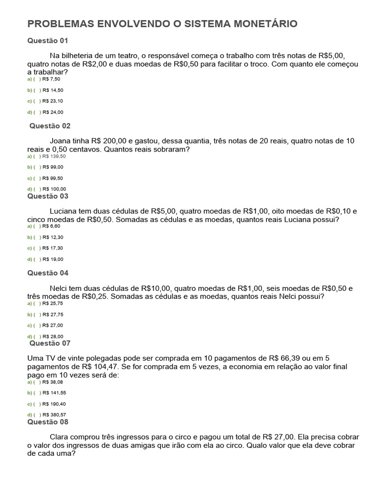 Problemas do Sistema Monetário Brasileiro | PDF | Comércio ...