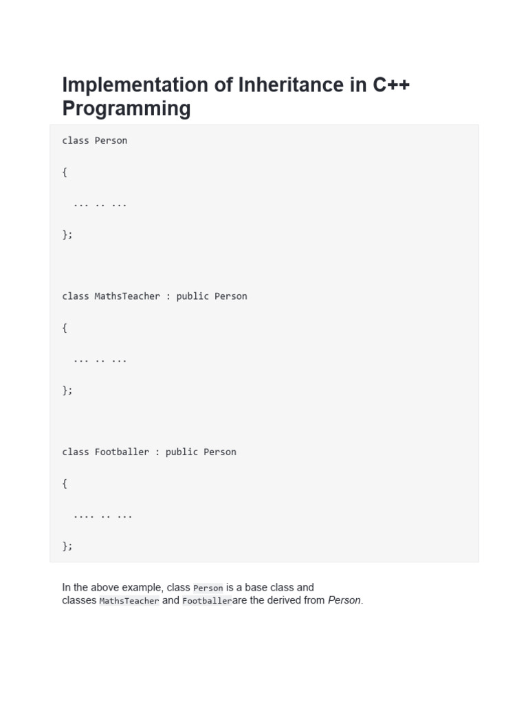 Implementation of Inheritance in C | PDF | Inheritance (Object Oriented ...