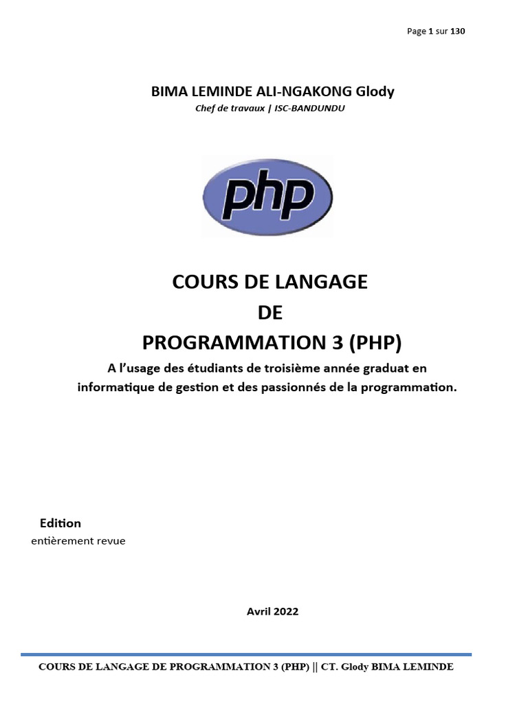 Cours de Programmation PHP 3 | PDF | PHP | Internet