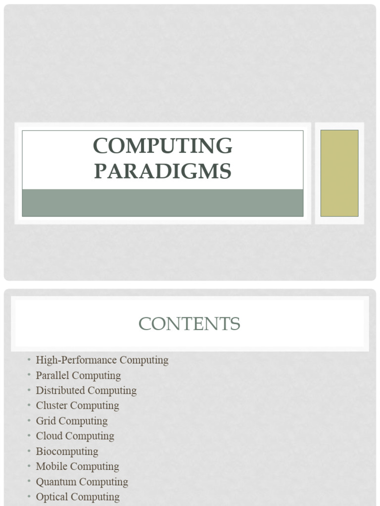 Overview of Computing Paradigms | PDF | Central Processing Unit | Grid ...