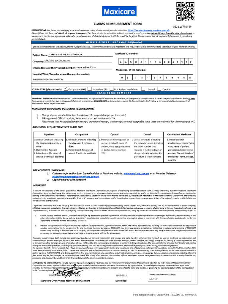 Maxicare - Claims Reimbursement | PDF