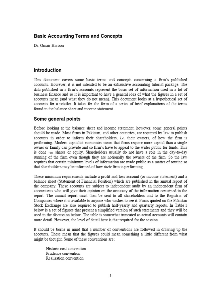 Basic Accounting Terms and Concepts | PDF