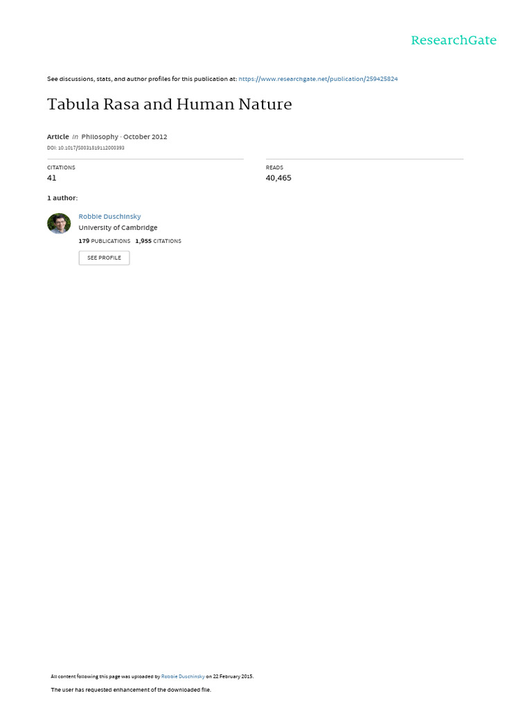 Rethinking Tabula Rasa in Philosophy | PDF | John Locke | Idea