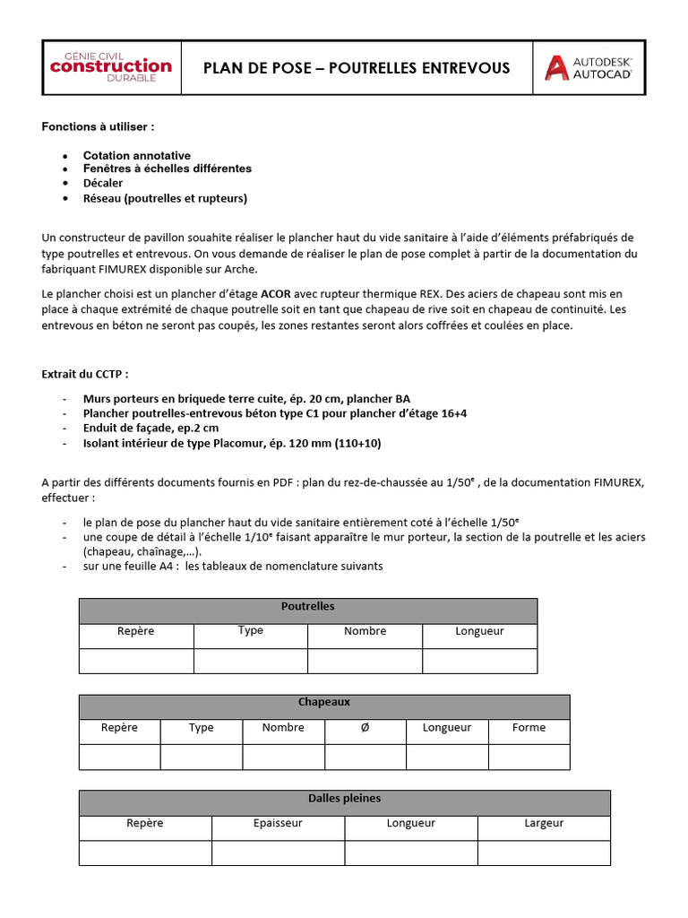 Plan De Pose Poutrelles Entrevous Pdf