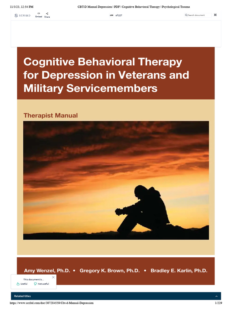 CBT-D Manual for Depression Therapy | PDF | Cognitive Behavioral ...