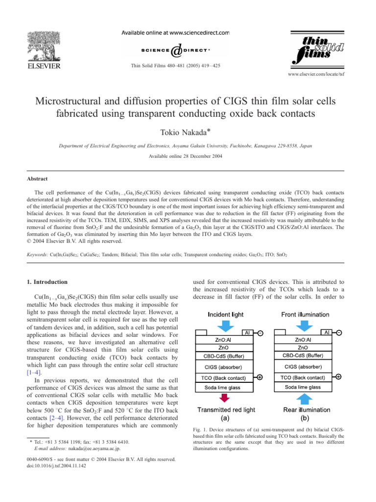 Microstructural And Diffusion Properties Of Cigs Thin Film Solar Cells