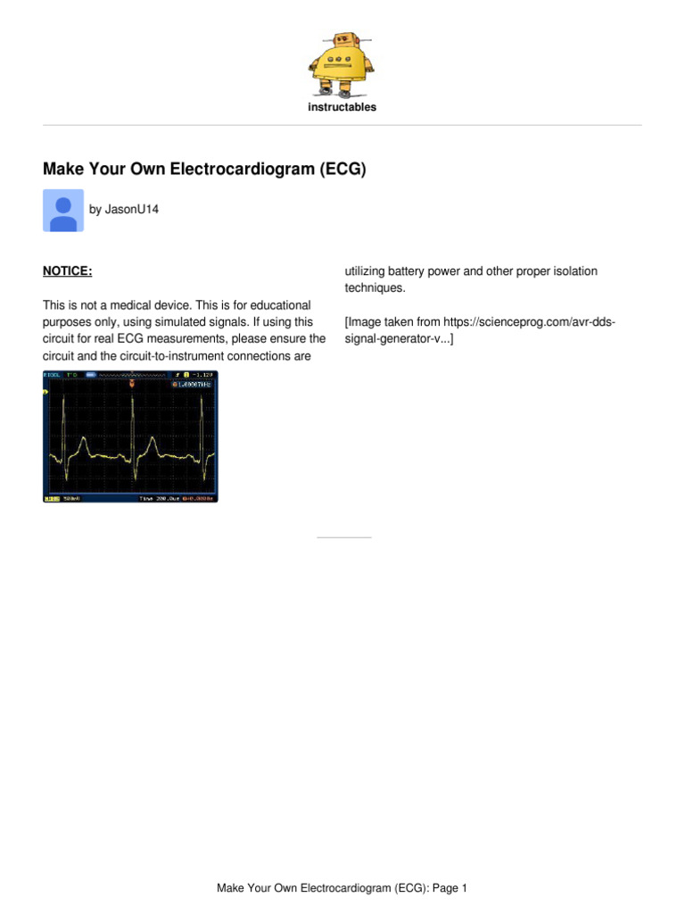 Build Your Own ECG Device | PDF | Electrocardiography | Amplifier