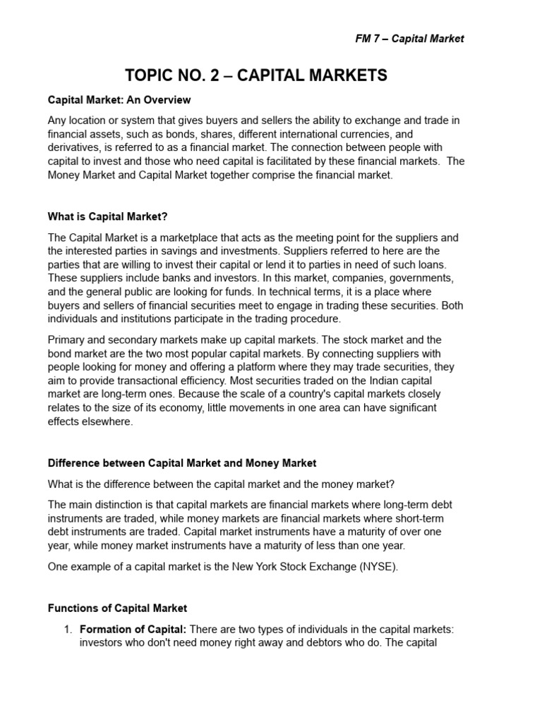 Topic 2 | PDF | Financial Markets | Capital Market