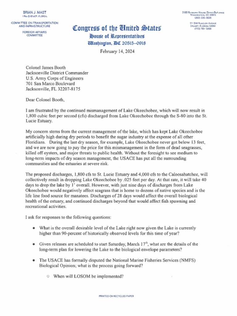 2.14.24 Mast USACE Discharge Letter | PDF
