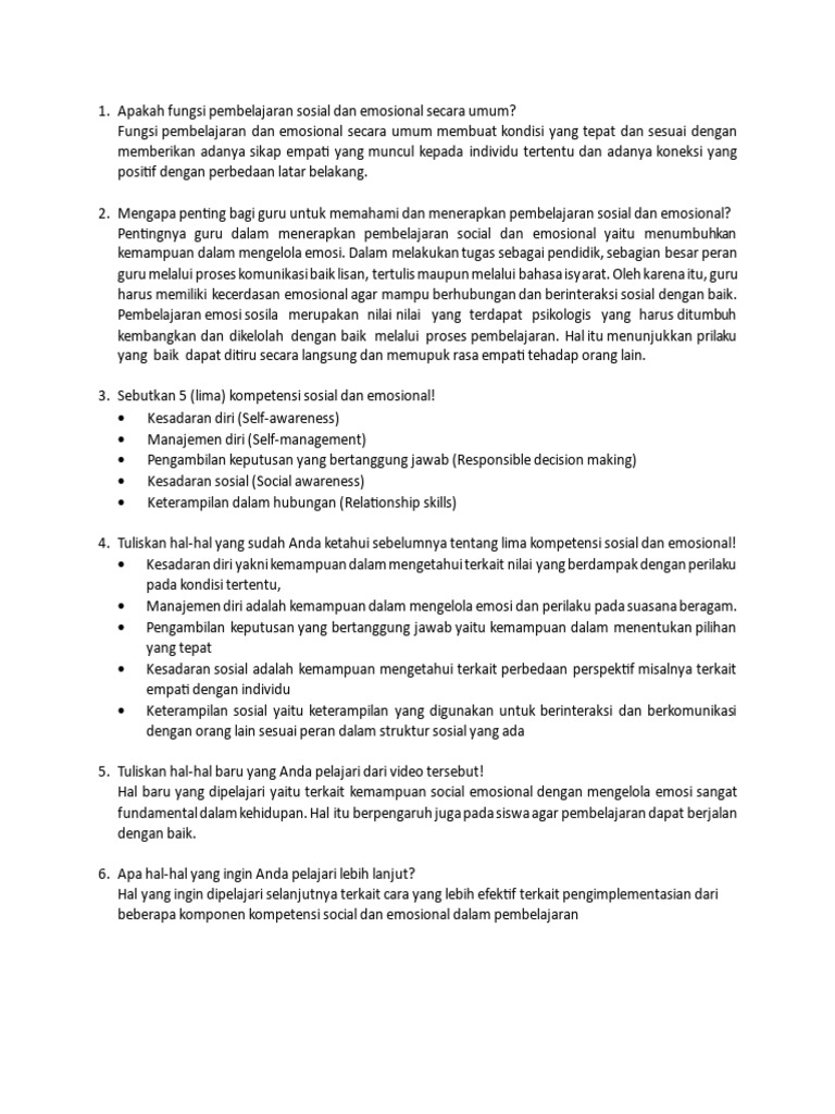 Pembelajaran Sosial Emosional untuk Guru | PDF