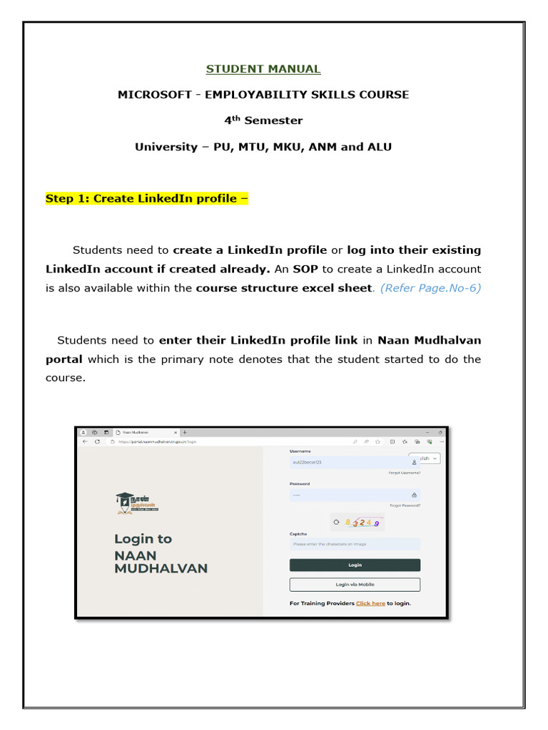 Naan Mudhalvan Employability Course Guide | PDF | Linked In ...
