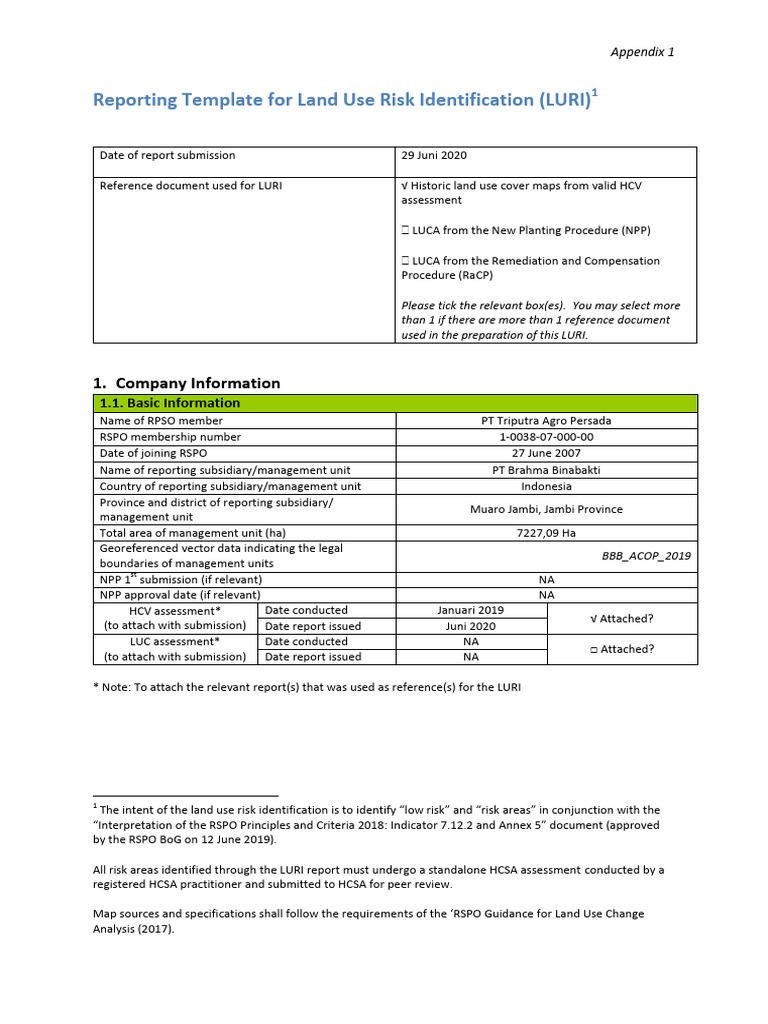 LURI Report for PT Brahma Binabakti | PDF