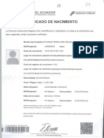 Certificado de Nacimiento: NUI/Pasaporte: Sexo