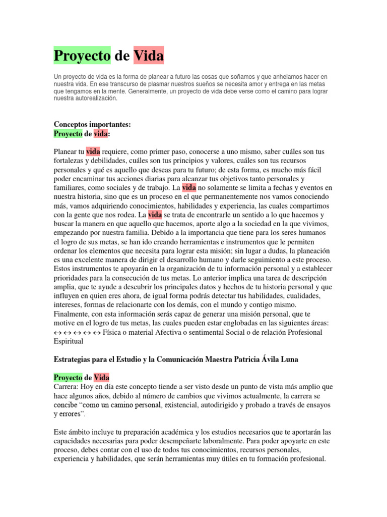 Construcción de un Proyecto de Vida | PDF | Aprendizaje | Planificación