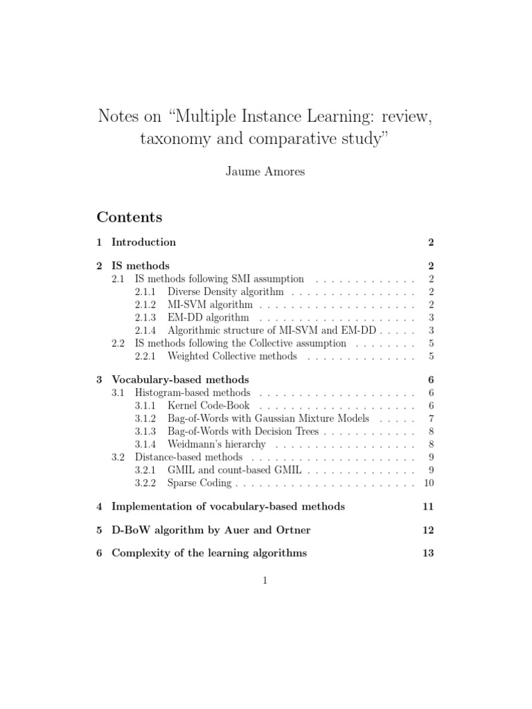 Multiple Instance Learning Overview | PDF | Support Vector Machine ...