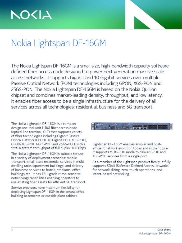 Nokia Lightspan DF-16GM Datasheet | PDF | Service Industries ...