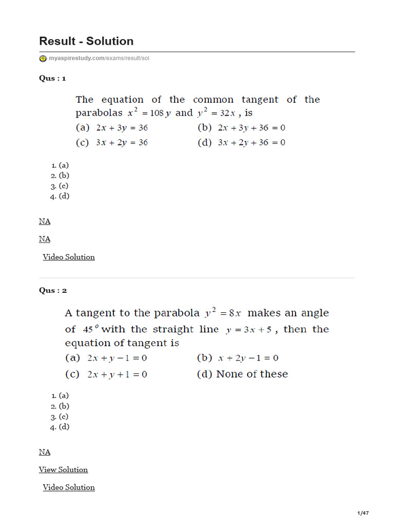 Result - Solution: 1. (A) 2. (B) 3. (C) 4. (D) | PDF | Arithmetic