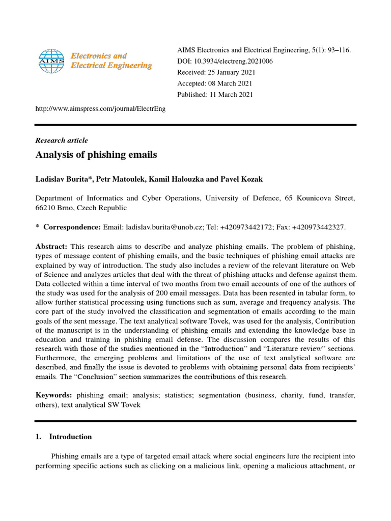 Analysis Of Phishing Emails Pdf Phishing Search Engine Indexing